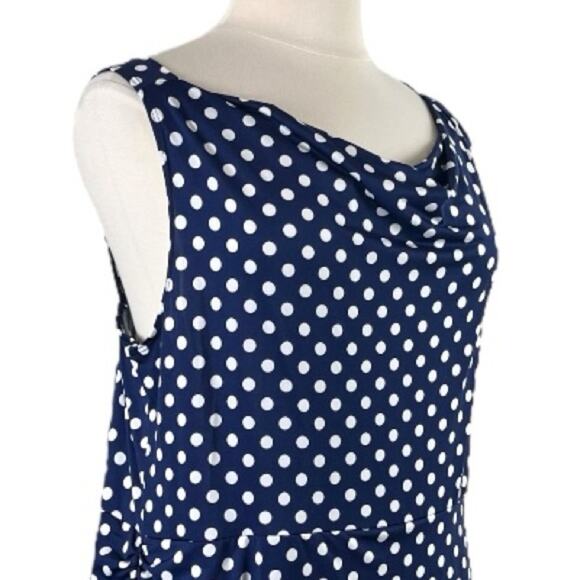 Star Vixen Dress Drape Neck Ruched Bodycon Blue White Polka Dot Women’s Plus 2X - Picture 6 of 12